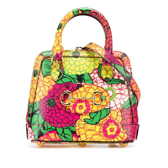 Gucci Horsebit Ken Scott Flower Shoulder Bag Pink Yellow Multicolor - Picture 1 of 8